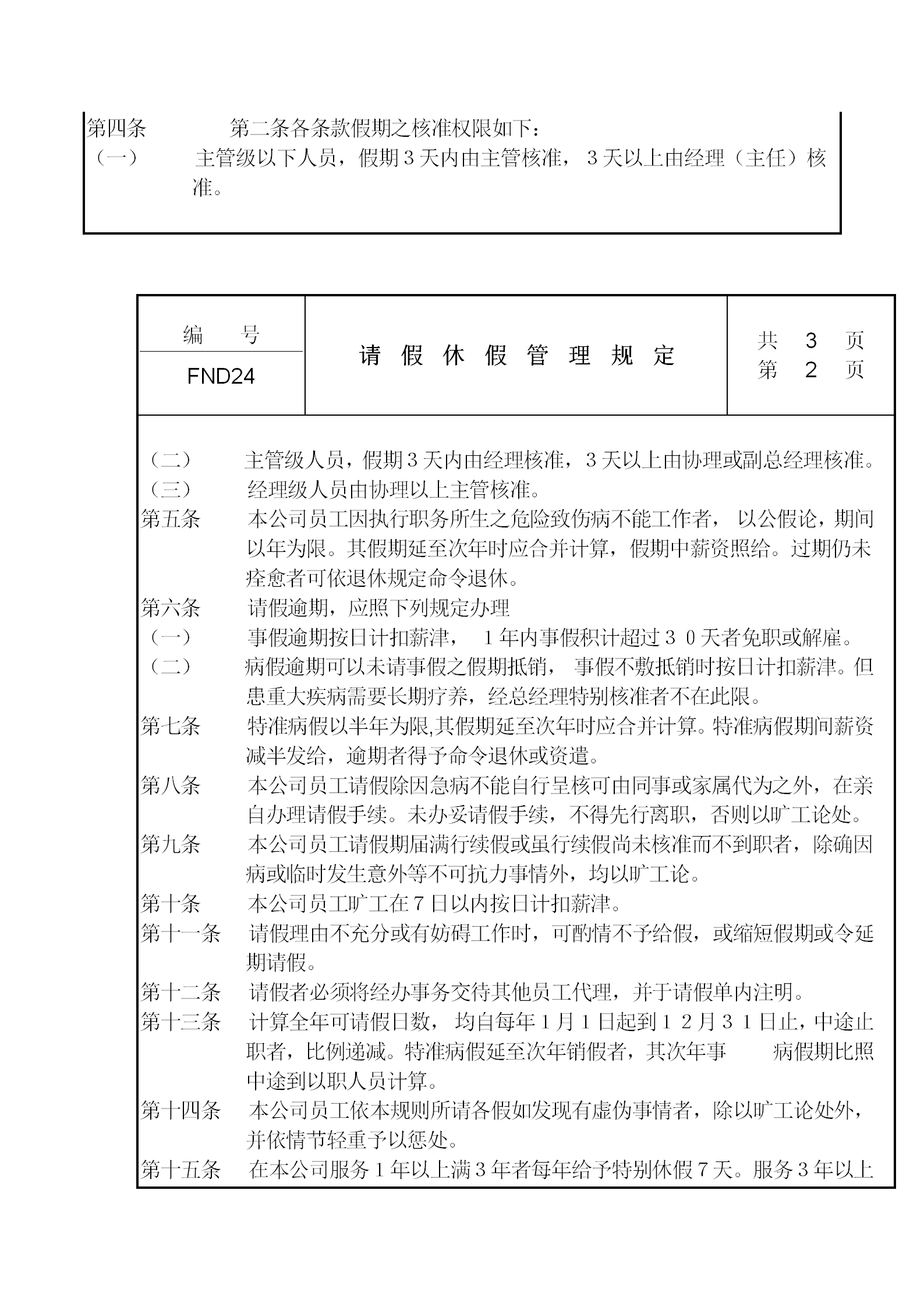 公司請假休假管理規定word模板-1