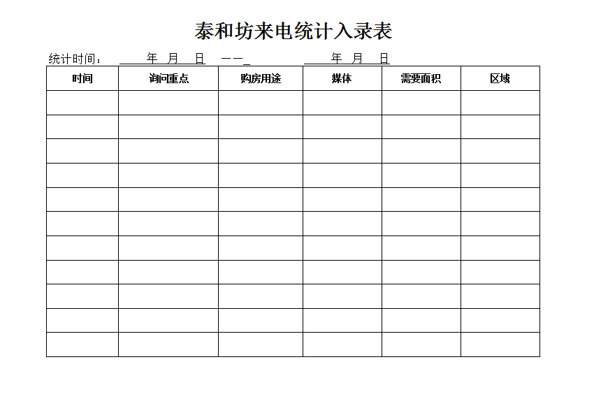 一周來電統(tǒng)計入錄表Excel模板