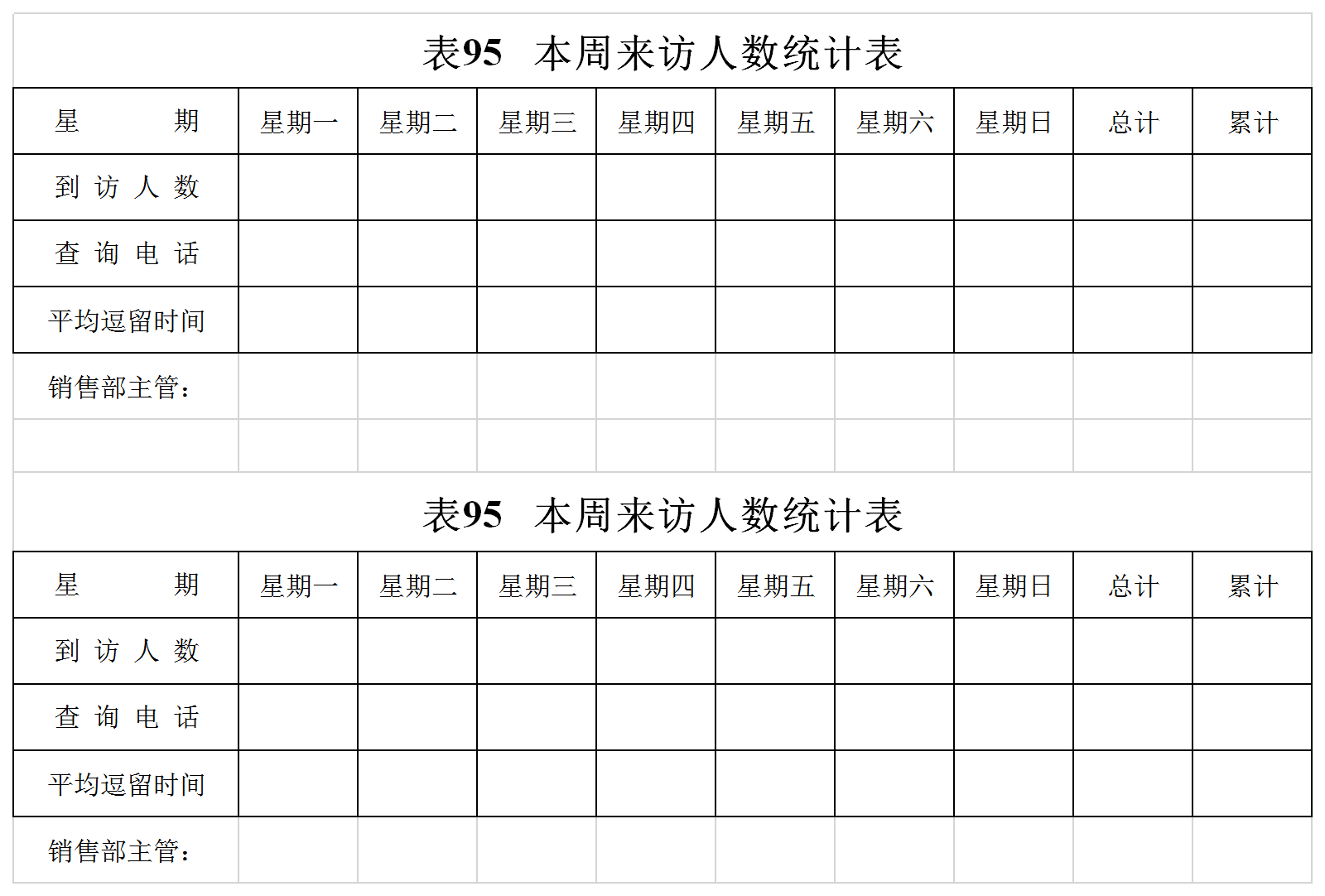 本周來訪人數(shù)統(tǒng)計(jì)表Excel模板