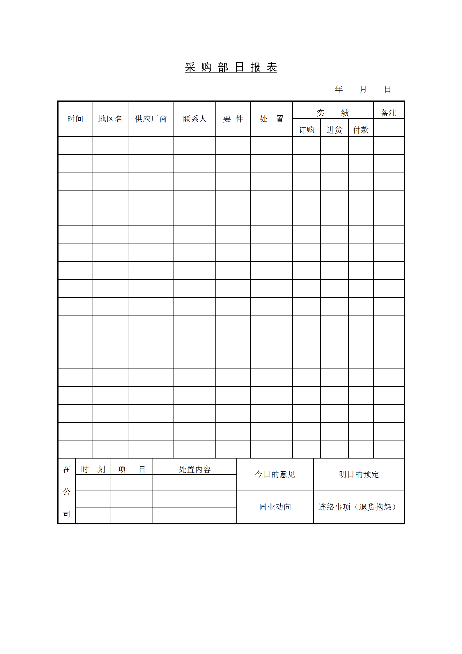 采購部日統計報表word模板