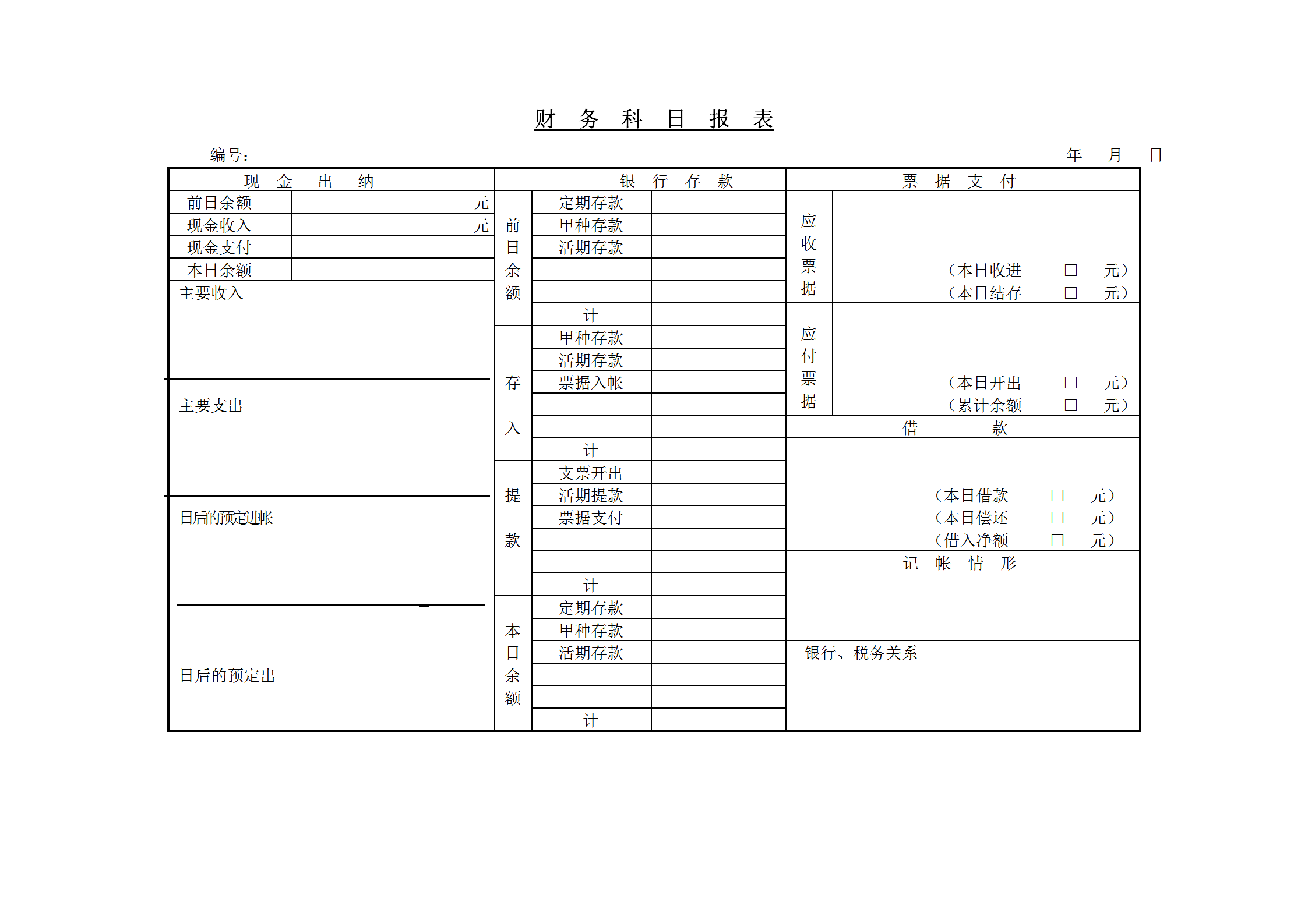 財務科日統計報表word模板