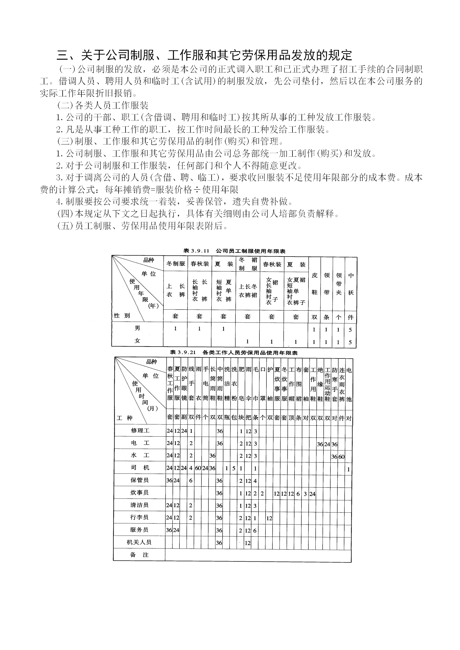 公司制服及其它勞保用品發(fā)放細則word模板