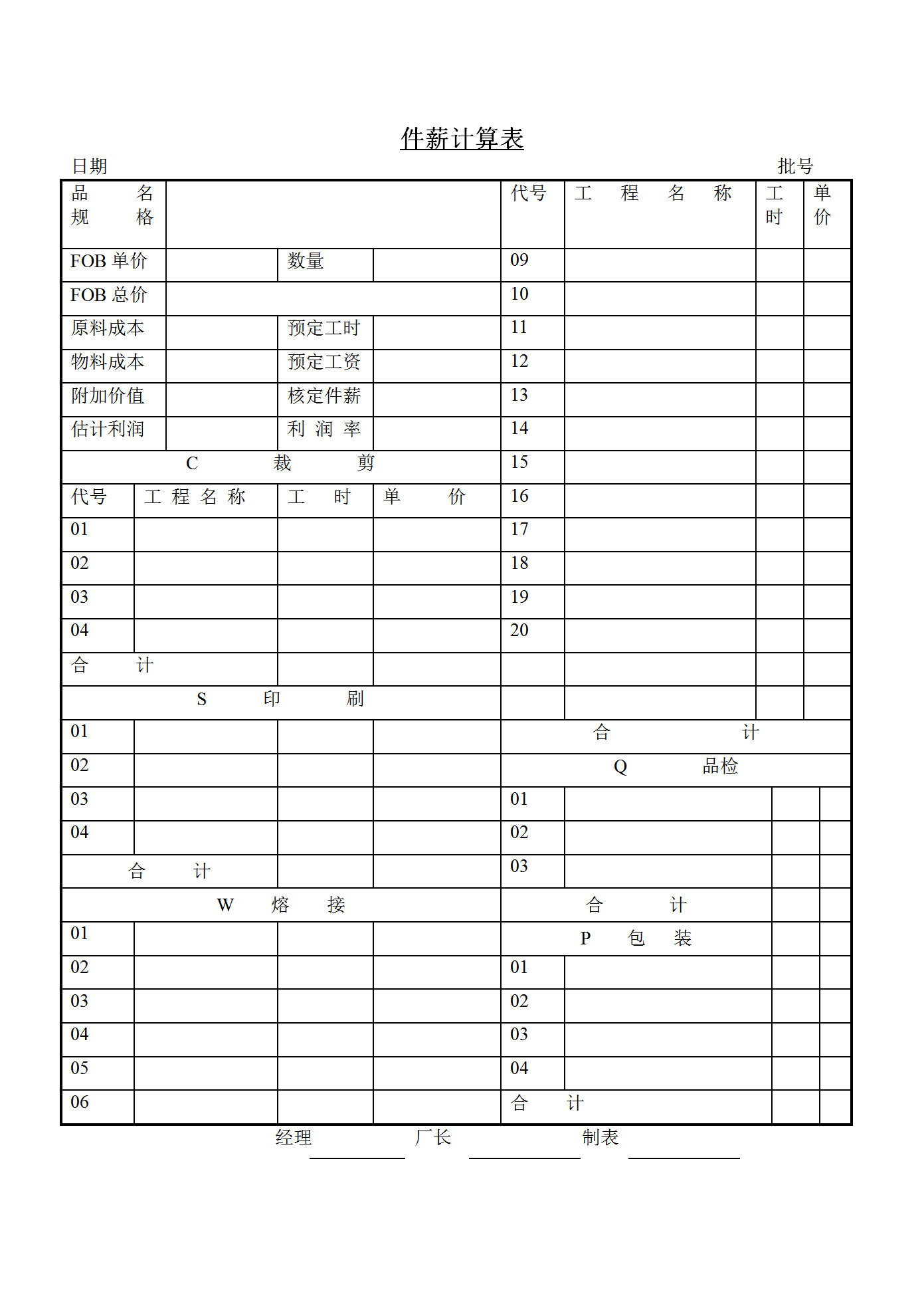 某公司件薪計算表word模板