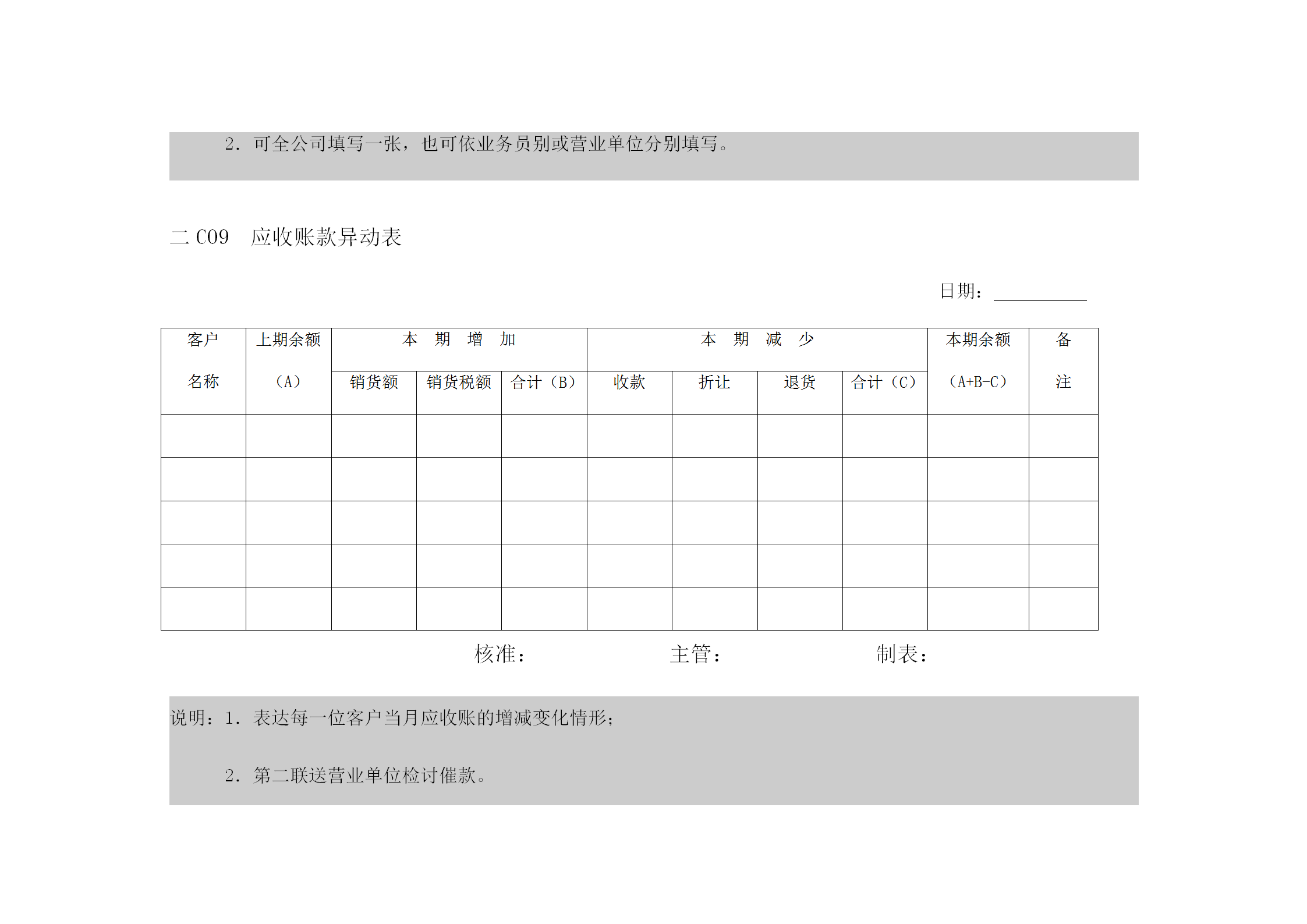 企業收款日統計報表word模板-1