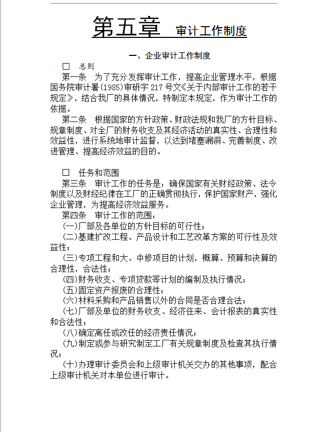 企業審計工作制度word模板