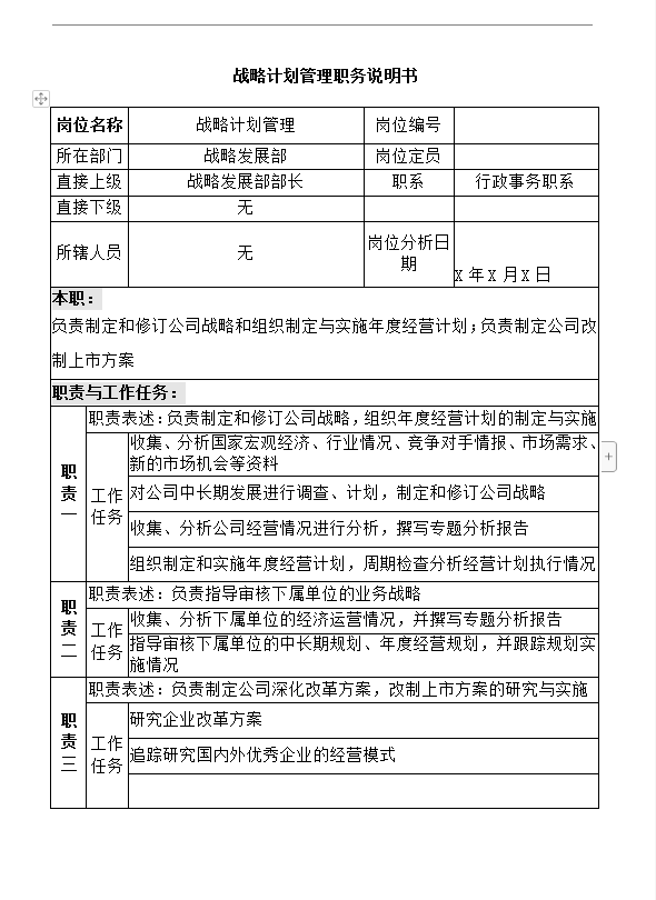 計劃管理部戰略word模板