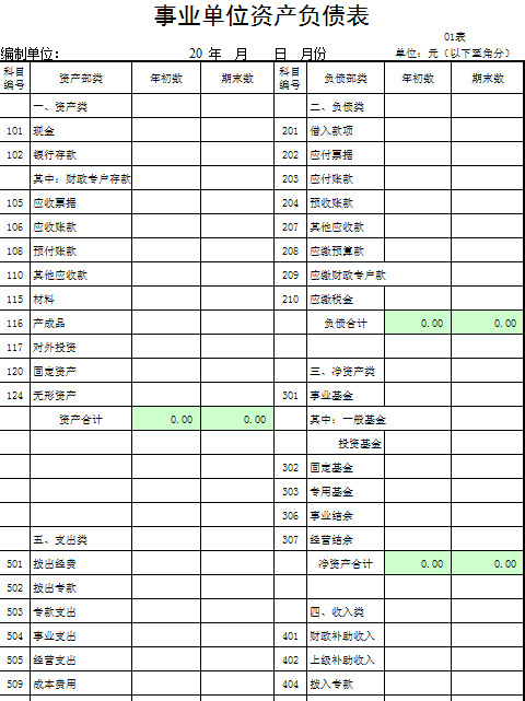 資產(chǎn)負(fù)債表、收入支出表
