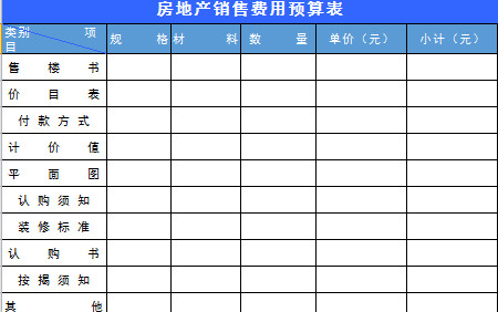 房地產銷售預算表-1
