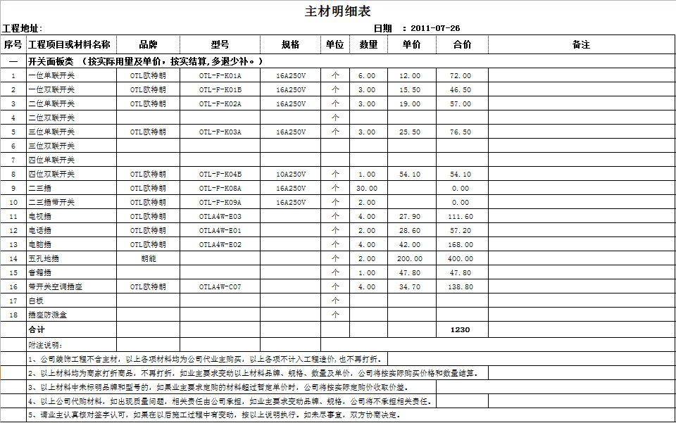 酒店裝修預(yù)算表-1