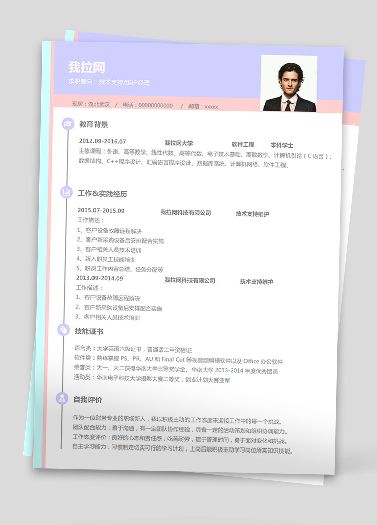 C++技術負責人簡歷模板
