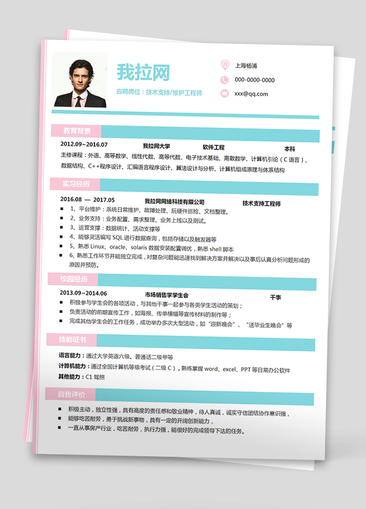C++程序設計技術負責人簡歷模板