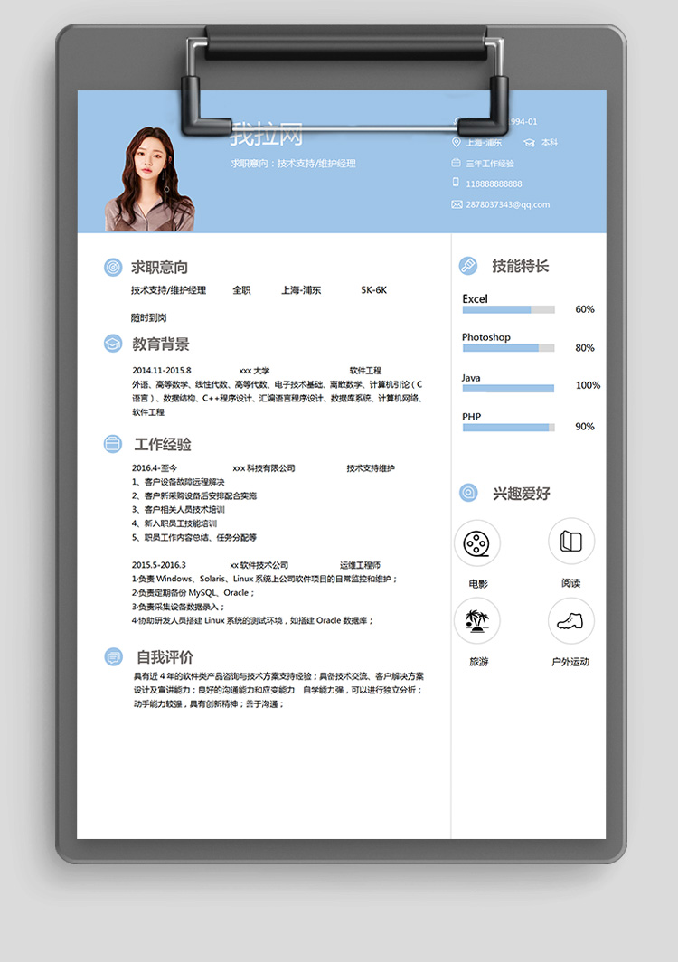 淡藍(lán)技術(shù)支持與維護(hù)負(fù)責(zé)人簡(jiǎn)歷-1