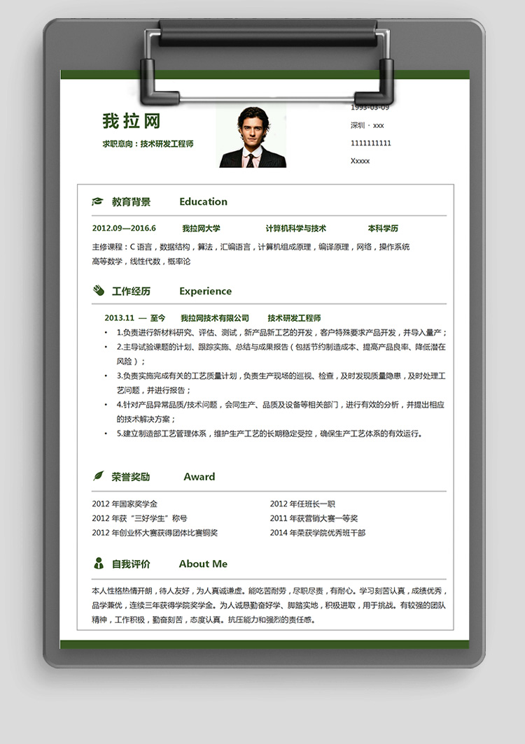 森林綠網絡安全技術負責人簡歷模板-1