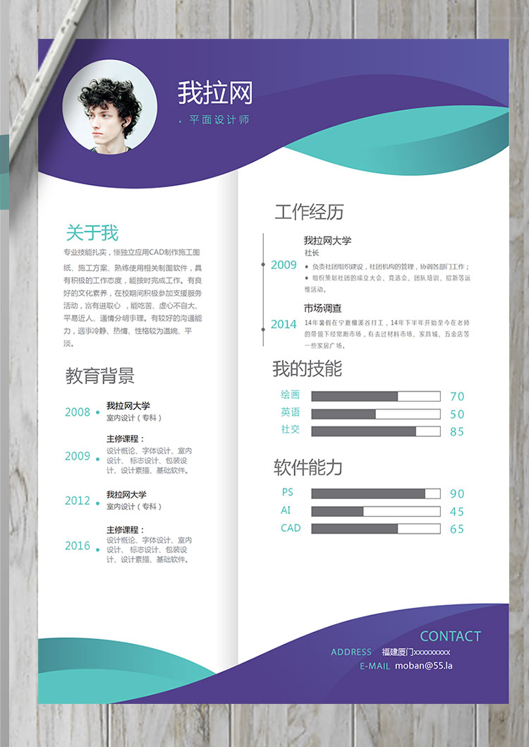 藍(lán)綠色創(chuàng)意風(fēng)平面設(shè)計(jì)師個(gè)人簡歷模板-1