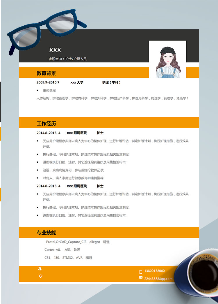 免疫學護理個人簡歷模板