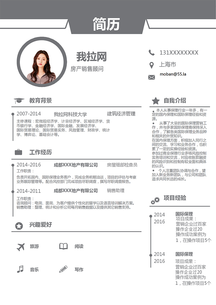 深灰簡潔大氣房產銷售顧問簡歷模板-1