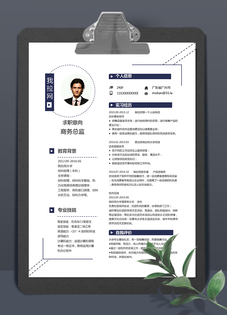 創(chuàng)意大氣風(fēng)格商務(wù)總監(jiān)個人簡歷模板