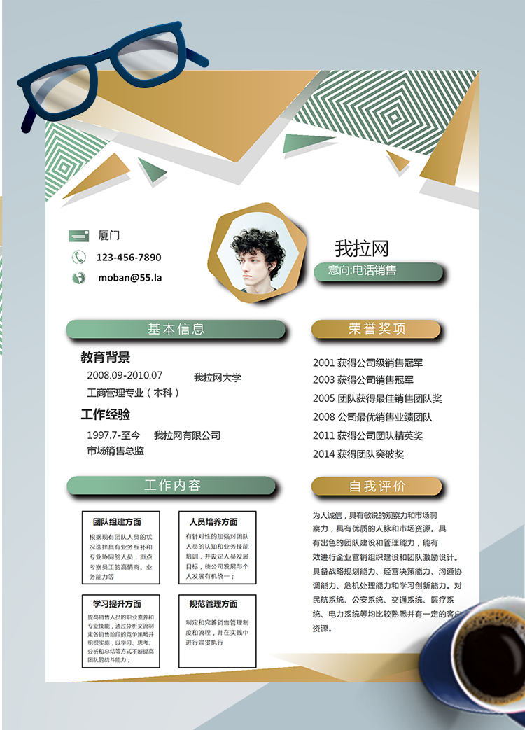 創意時尚風格電話銷售word簡歷模板