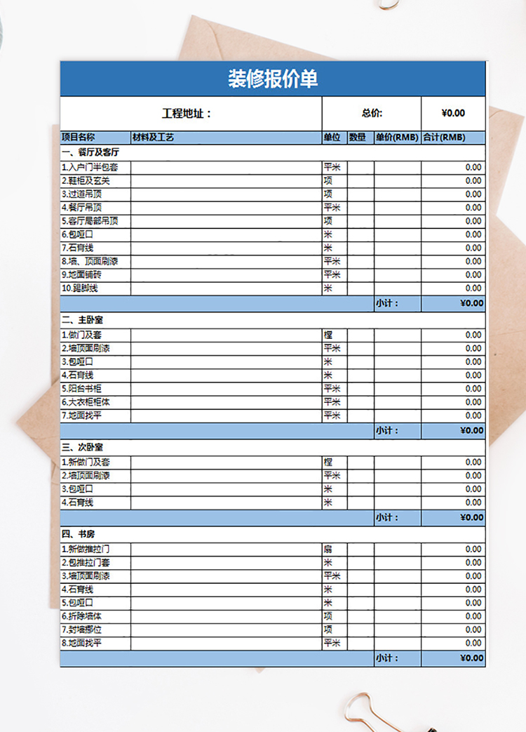 室內裝修報價單