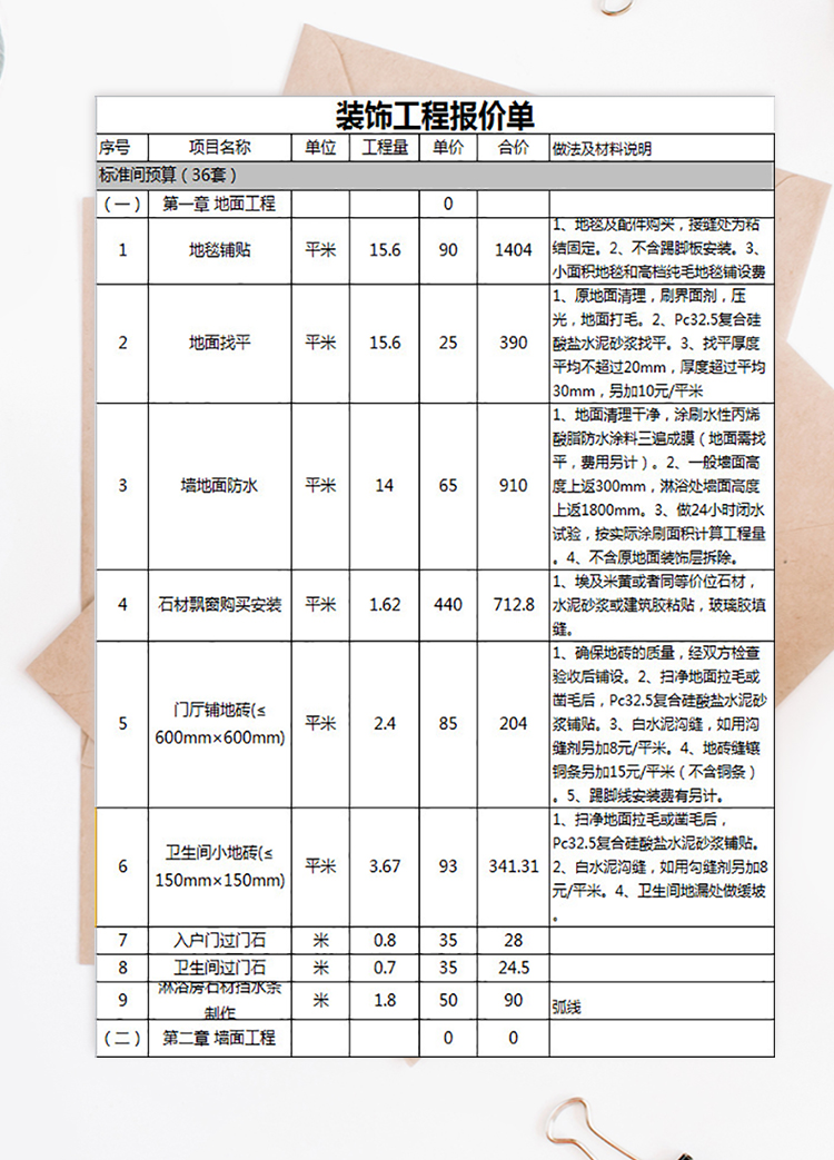 裝飾工程報價單