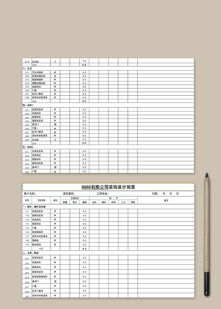公司裝飾設(shè)計預(yù)算