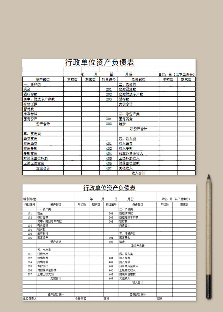 行政單位資產負債表